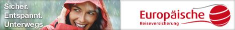 Banner der Europäischen Reiseversicherung mit Link zur Website