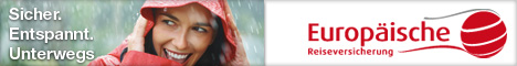 Banner der Europäischen Reiseversicherung mit Link zur Website
